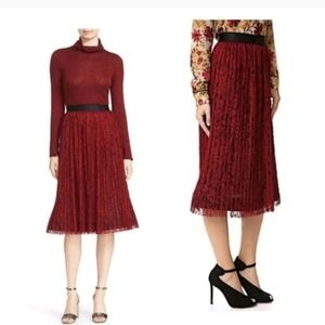Alice + Olivia MIKAELA Pleated Lace Midi Skirt size 6